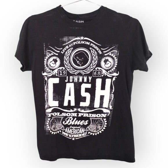 Johnny Cash Live At Folsom Prison‎ 1968 Black Medium T-Shirt Country Music Star - Picture 1 of 6
